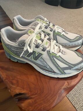 New Balance 1906 White and Light Green Athletic Sneakers